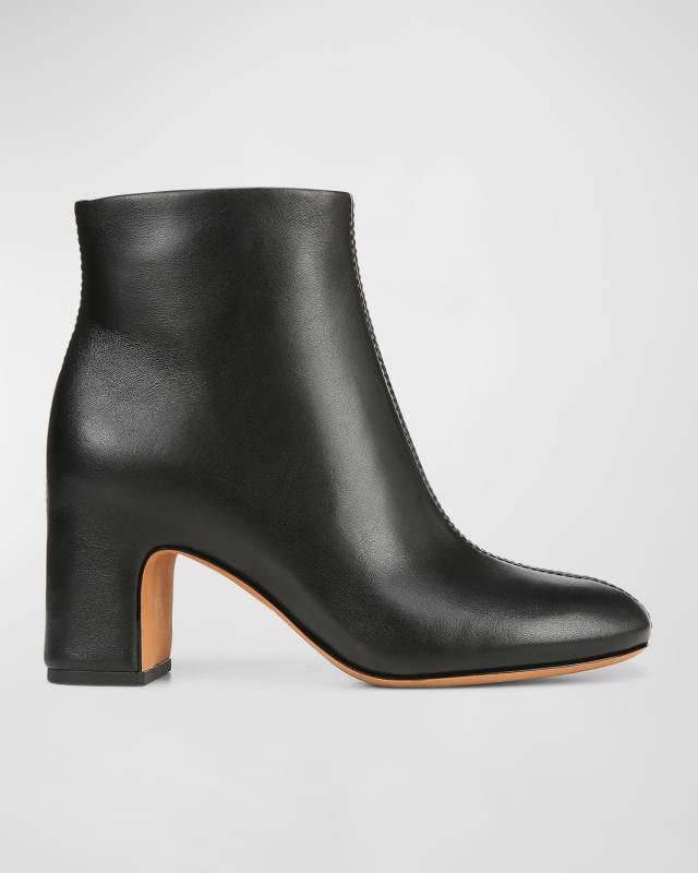 Terri Leather Block-Heel Booties